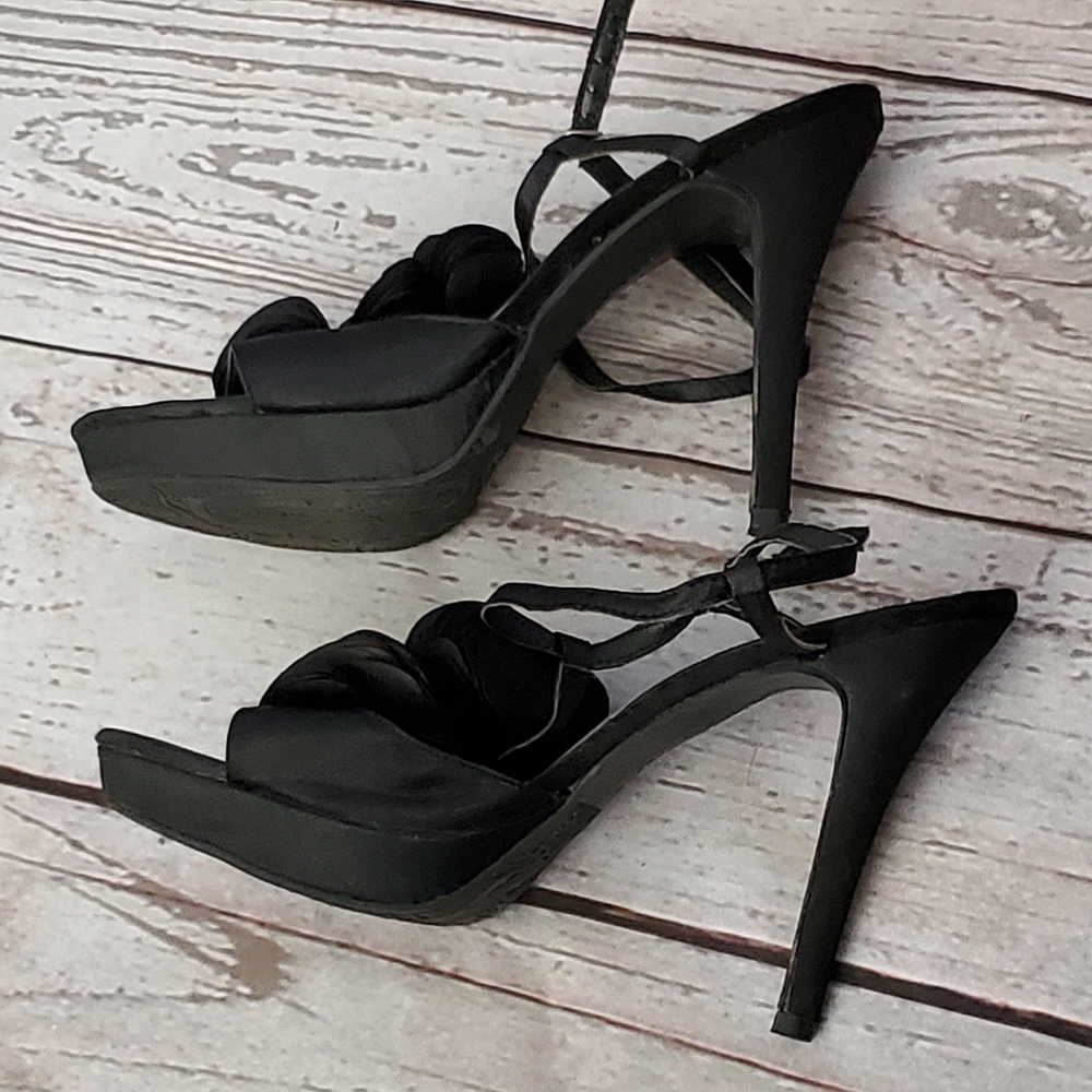 Dollhouse Pedalz black satin platform sandals size 8 - Picture 3 of 9